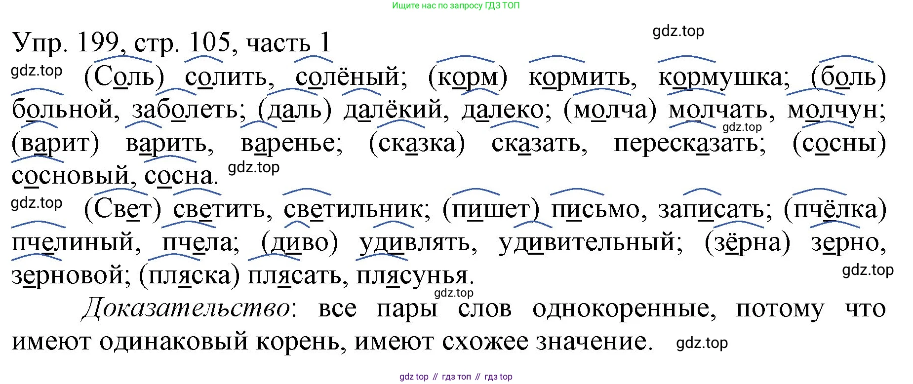 ГДЗ Русский язык, 3 класс Учебник, авторы: Канакина Валентина Павловна, Горецкий Всеслав Гаврилович, издательство Просвещение, Москва, 2023, белого цвета, Часть 1, страница 105, номер 199, Решение