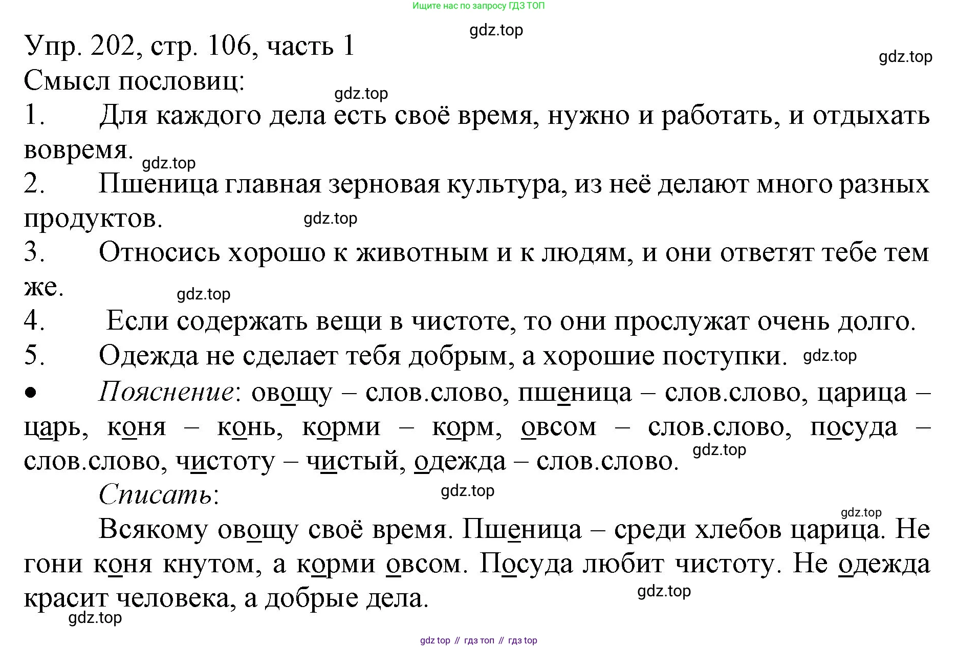 ГДЗ Русский язык, 3 класс Учебник, авторы: Канакина Валентина Павловна, Горецкий Всеслав Гаврилович, издательство Просвещение, Москва, 2023, белого цвета, Часть 1, страница 106, номер 202, Решение