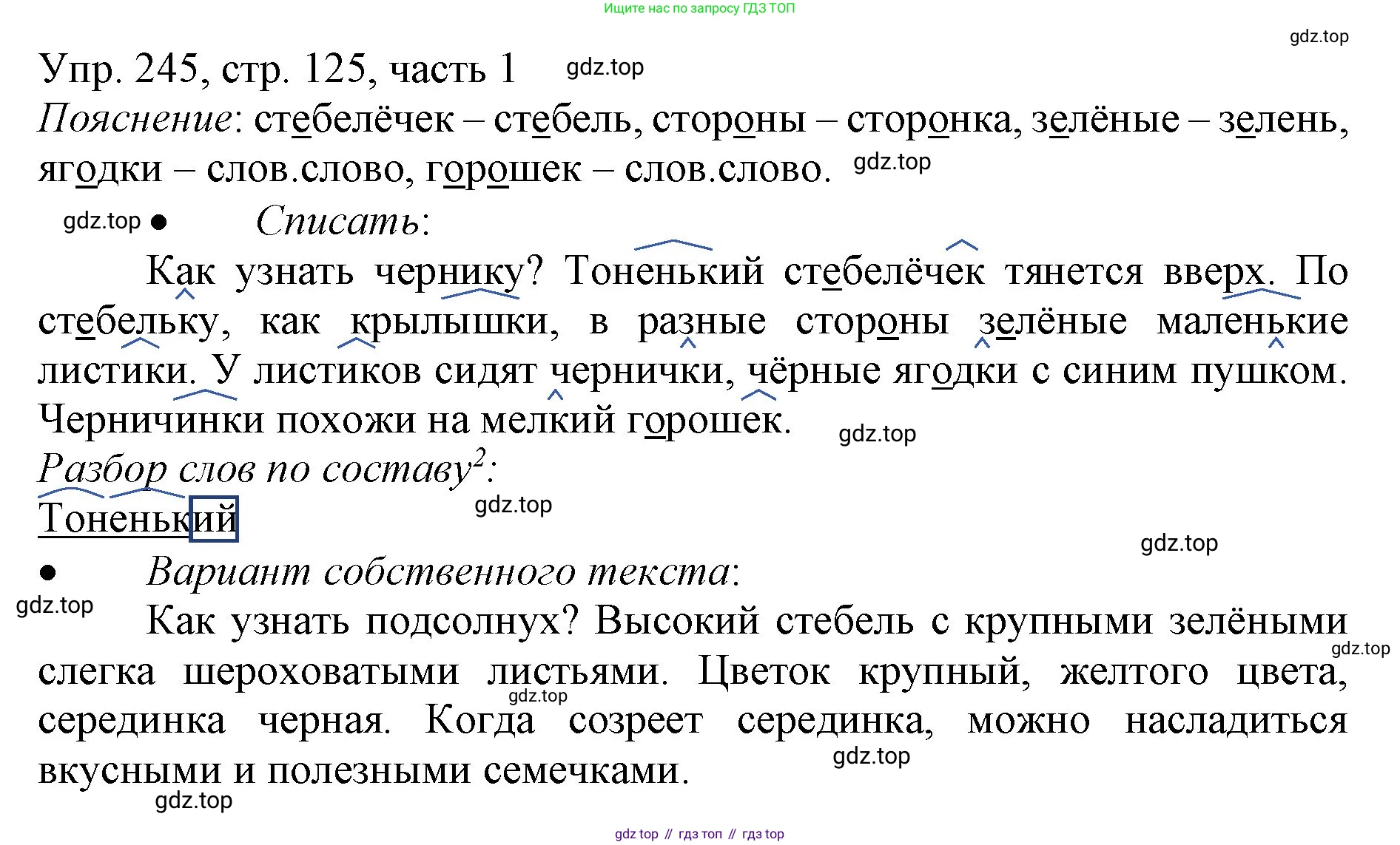 ГДЗ Русский язык, 3 класс Учебник, авторы: Канакина Валентина Павловна, Горецкий Всеслав Гаврилович, издательство Просвещение, Москва, 2023, белого цвета, Часть 1, страница 125, номер 245, Решение