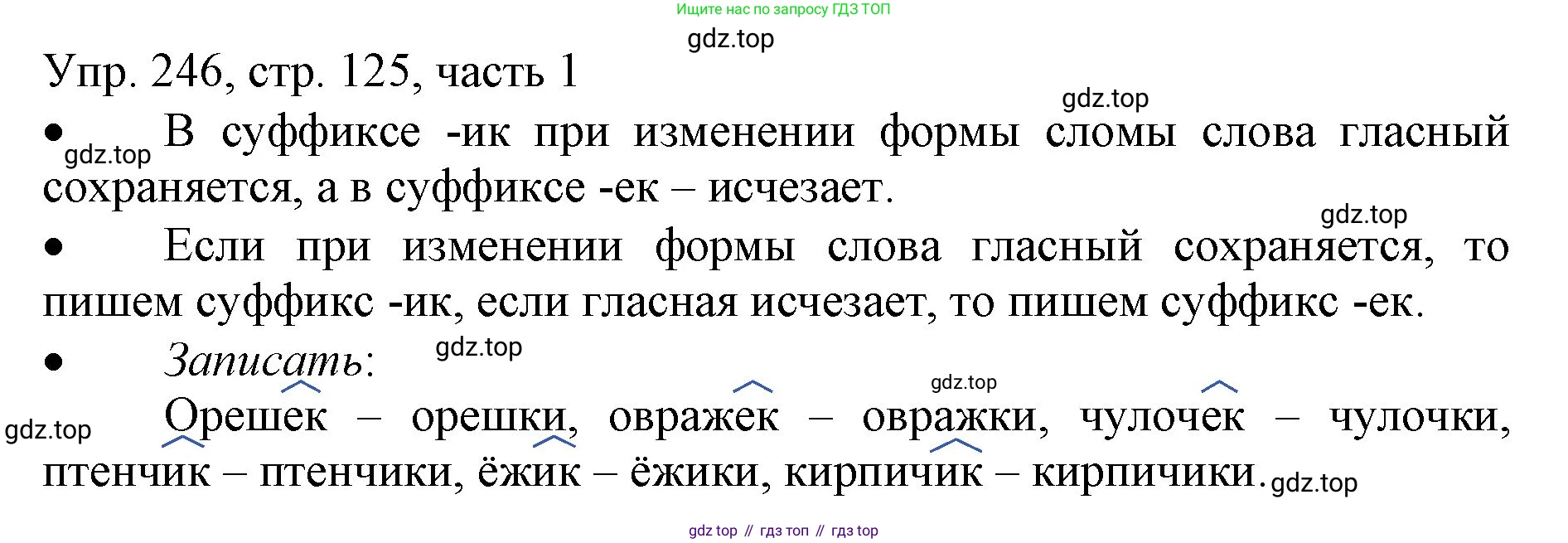 ГДЗ Русский язык, 3 класс Учебник, авторы: Канакина Валентина Павловна, Горецкий Всеслав Гаврилович, издательство Просвещение, Москва, 2023, белого цвета, Часть 1, страница 125, номер 246, Решение