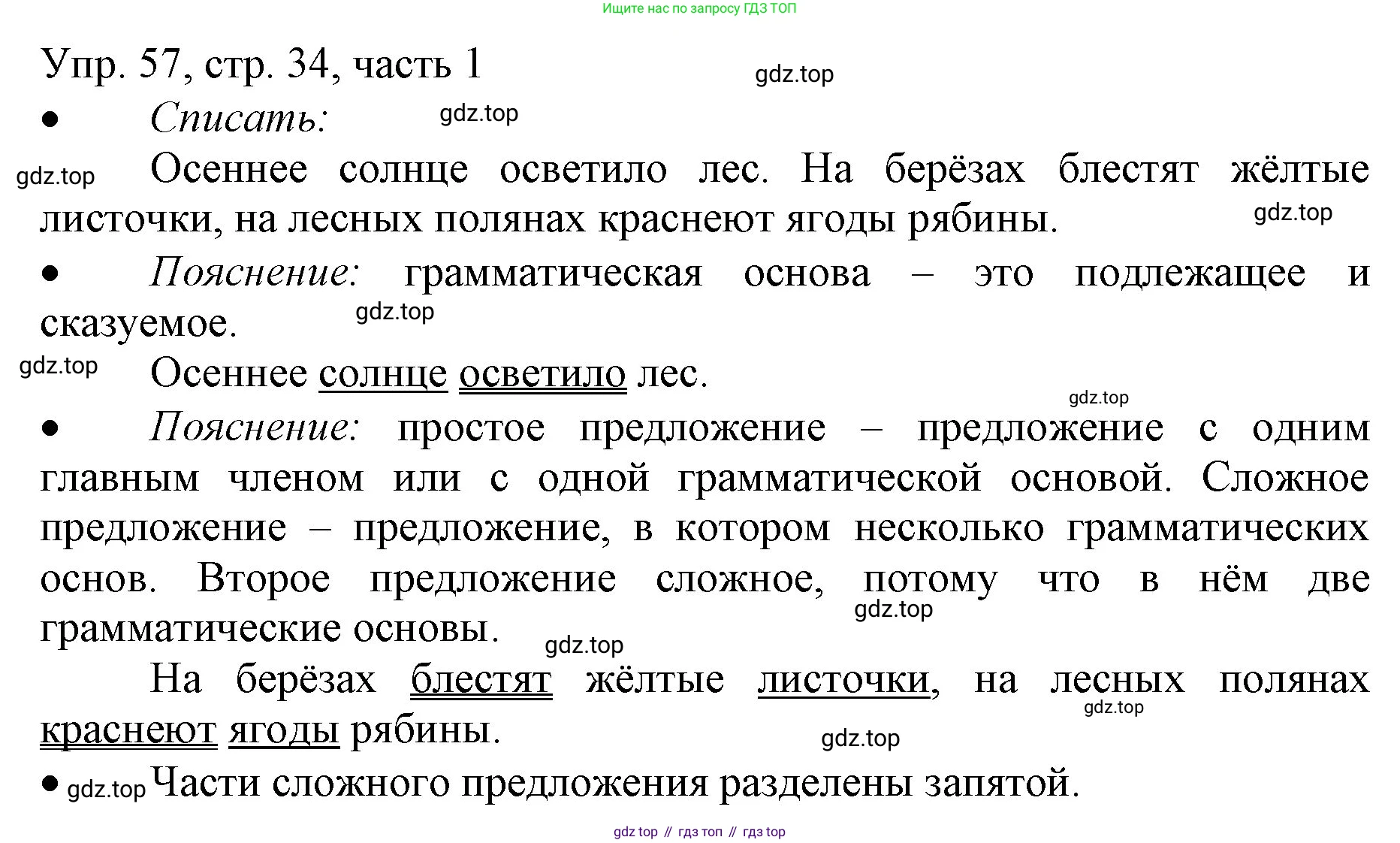ГДЗ Русский язык, 3 класс Учебник, авторы: Канакина Валентина Павловна, Горецкий Всеслав Гаврилович, издательство Просвещение, Москва, 2023, белого цвета, Часть 1, страница 34, номер 57, Решение