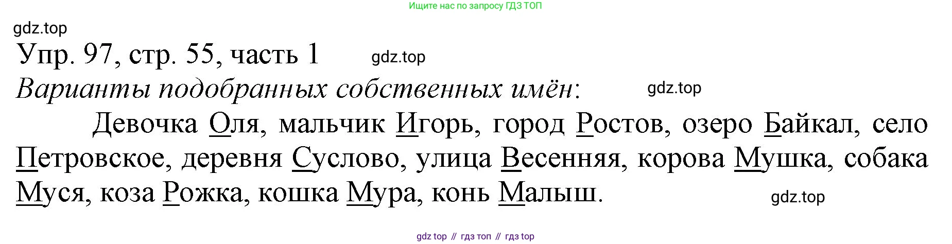 ГДЗ Русский язык, 3 класс Учебник, авторы: Канакина Валентина Павловна, Горецкий Всеслав Гаврилович, издательство Просвещение, Москва, 2023, белого цвета, Часть 1, страница 55, номер 97, Решение