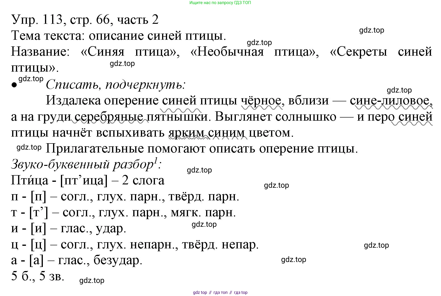 ГДЗ Русский язык, 3 класс Учебник, авторы: Канакина Валентина Павловна, Горецкий Всеслав Гаврилович, издательство Просвещение, Москва, 2023, белого цвета, Часть 2, страница 66, номер 113, Решение