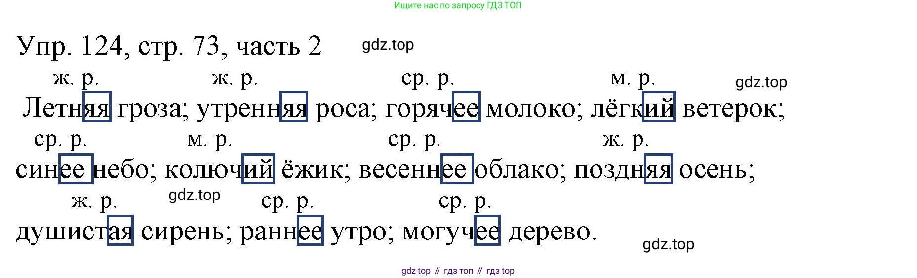 ГДЗ Русский язык, 3 класс Учебник, авторы: Канакина Валентина Павловна, Горецкий Всеслав Гаврилович, издательство Просвещение, Москва, 2023, белого цвета, Часть 2, страница 73, номер 124, Решение