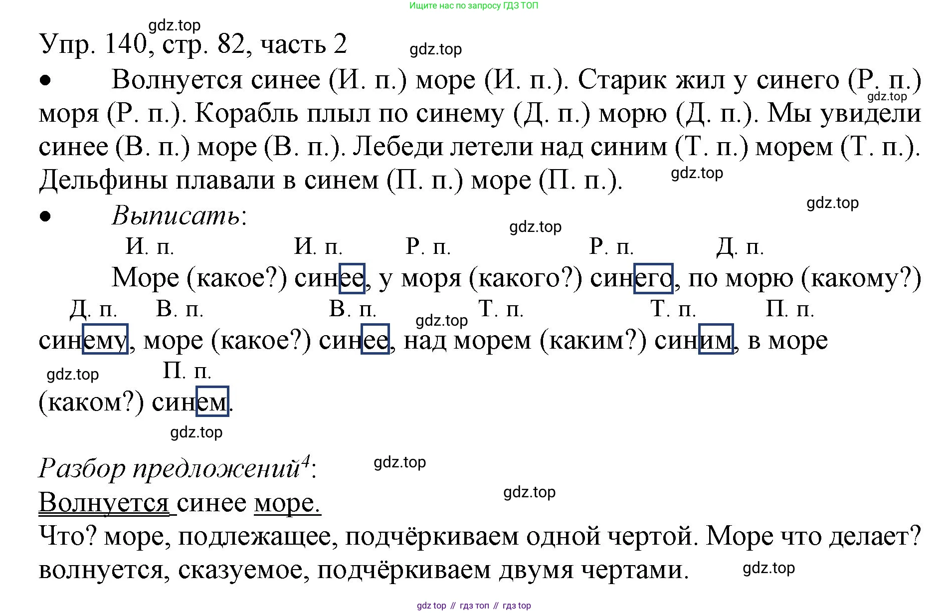 ГДЗ Русский язык, 3 класс Учебник, авторы: Канакина Валентина Павловна, Горецкий Всеслав Гаврилович, издательство Просвещение, Москва, 2023, белого цвета, Часть 2, страница 82, номер 140, Решение