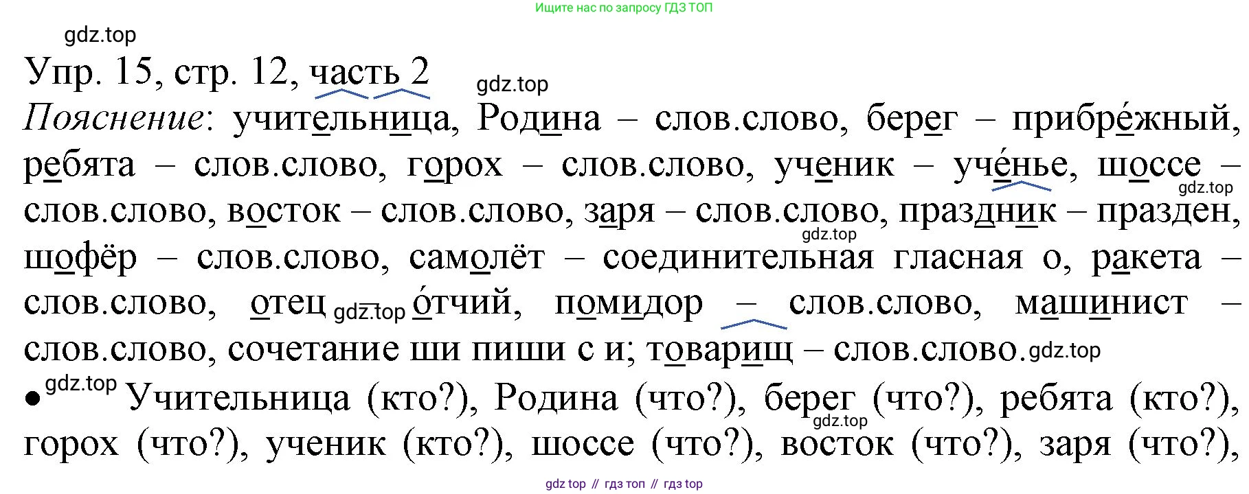 ГДЗ Русский язык, 3 класс Учебник, авторы: Канакина Валентина Павловна, Горецкий Всеслав Гаврилович, издательство Просвещение, Москва, 2023, белого цвета, Часть 2, страница 12, номер 15, Решение