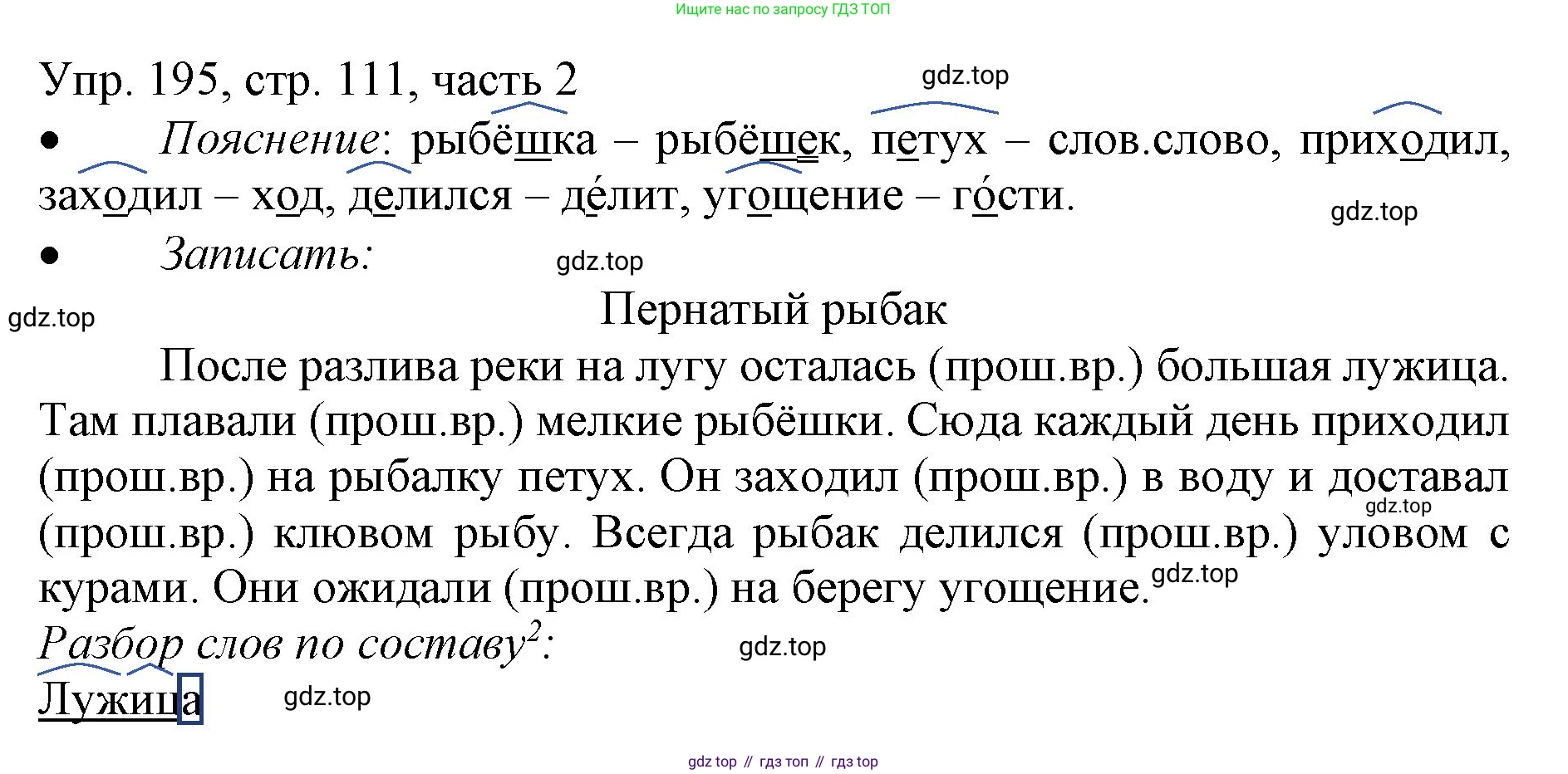 ГДЗ Русский язык, 3 класс Учебник, авторы: Канакина Валентина Павловна, Горецкий Всеслав Гаврилович, издательство Просвещение, Москва, 2023, белого цвета, Часть 2, страница 111, номер 195, Решение