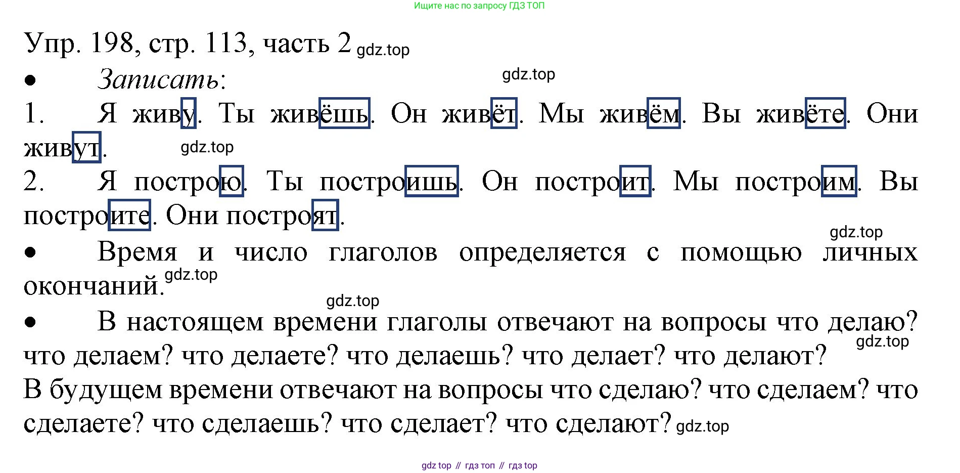 ГДЗ Русский язык, 3 класс Учебник, авторы: Канакина Валентина Павловна, Горецкий Всеслав Гаврилович, издательство Просвещение, Москва, 2023, белого цвета, Часть 2, страница 113, номер 198, Решение
