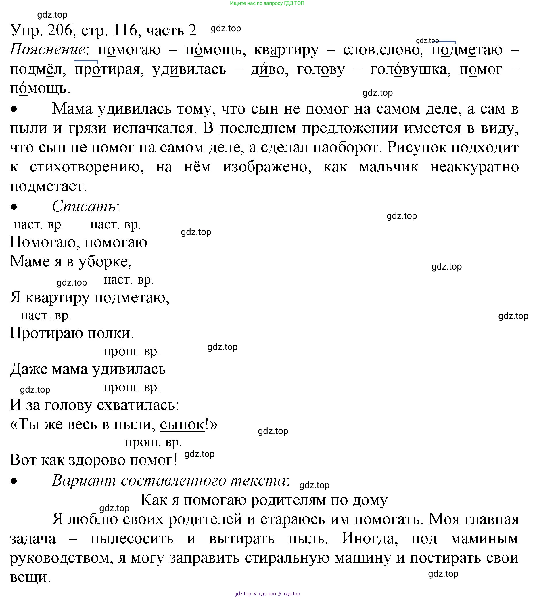 ГДЗ Русский язык, 3 класс Учебник, авторы: Канакина Валентина Павловна, Горецкий Всеслав Гаврилович, издательство Просвещение, Москва, 2023, белого цвета, Часть 2, страница 116, номер 206, Решение