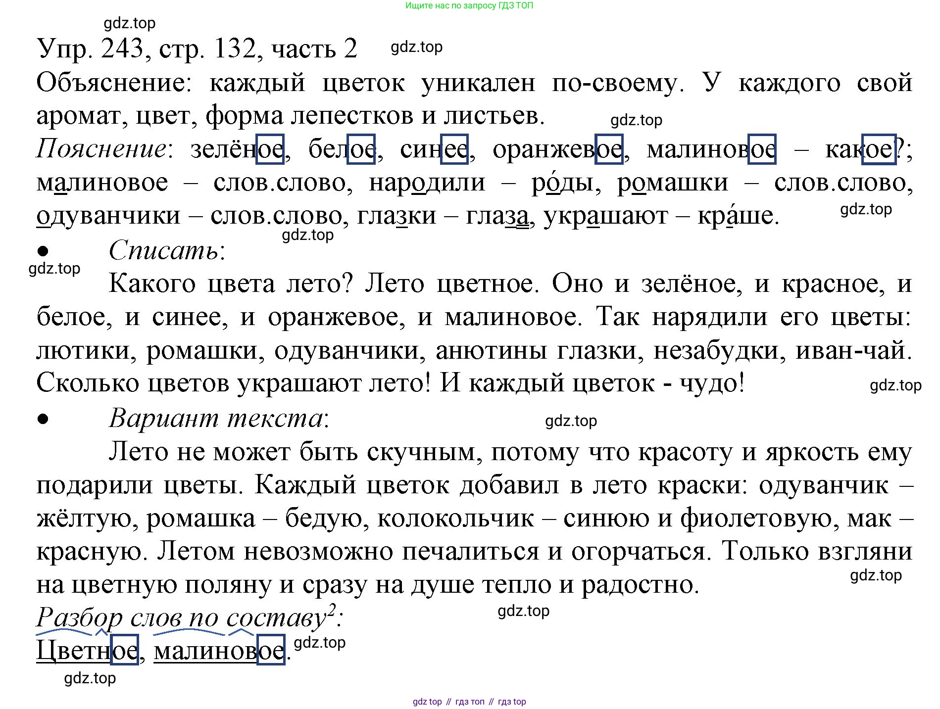 ГДЗ Русский язык, 3 класс Учебник, авторы: Канакина Валентина Павловна, Горецкий Всеслав Гаврилович, издательство Просвещение, Москва, 2023, белого цвета, Часть 2, страница 132, номер 243, Решение