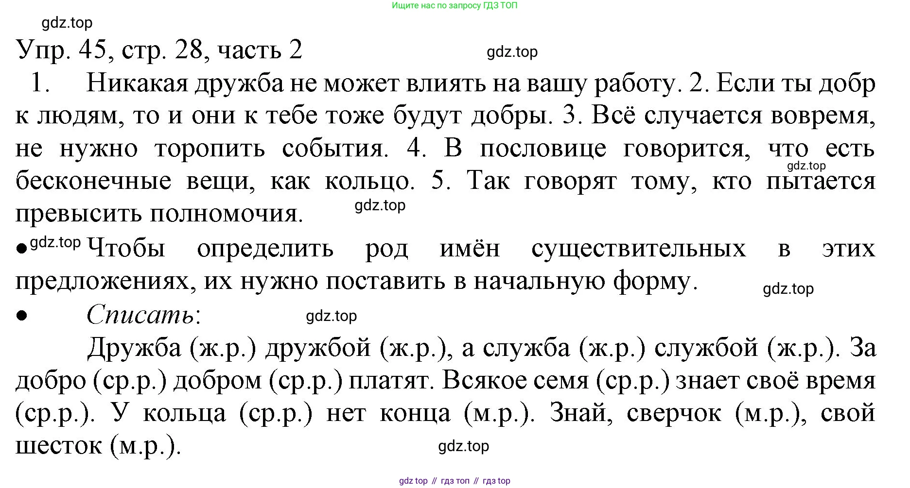 ГДЗ Русский язык, 3 класс Учебник, авторы: Канакина Валентина Павловна, Горецкий Всеслав Гаврилович, издательство Просвещение, Москва, 2023, белого цвета, Часть 2, страница 28, номер 45, Решение