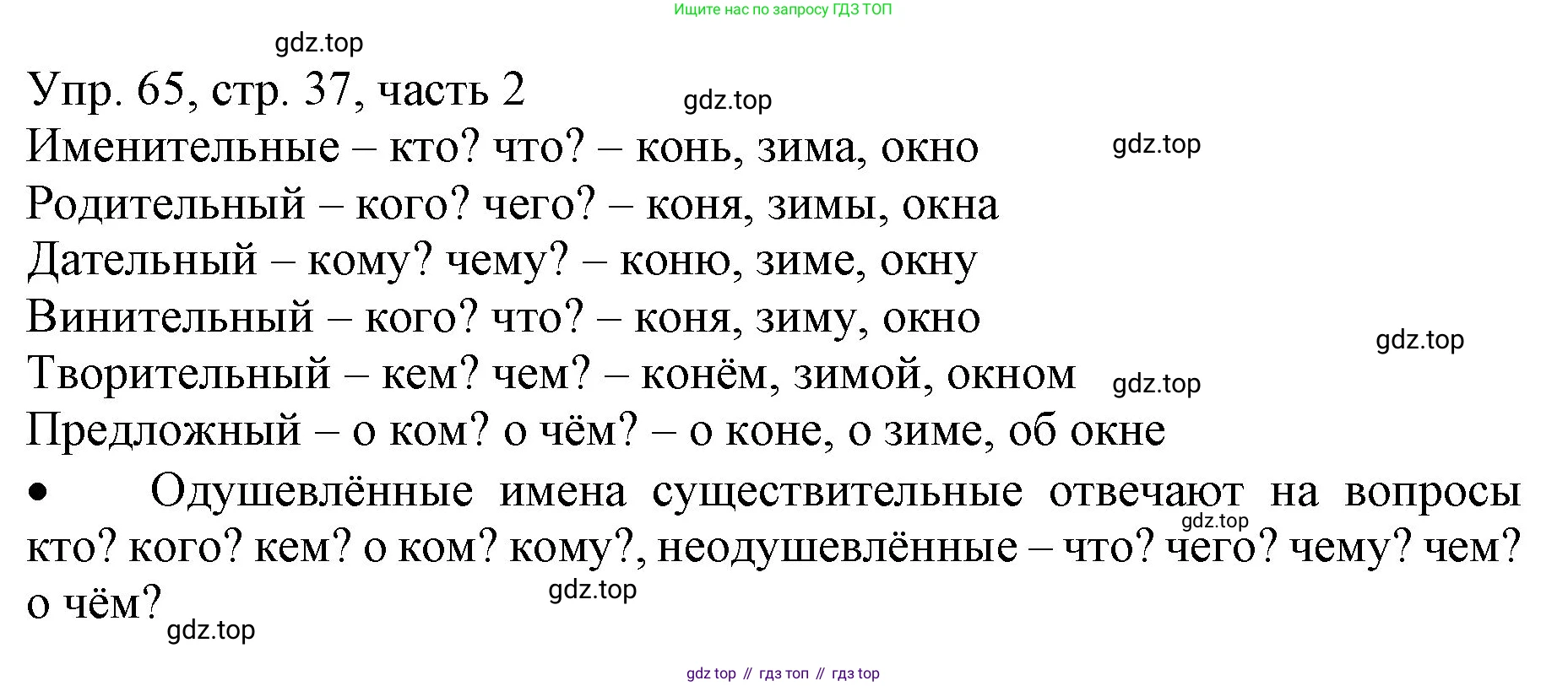 ГДЗ Русский язык, 3 класс Учебник, авторы: Канакина Валентина Павловна, Горецкий Всеслав Гаврилович, издательство Просвещение, Москва, 2023, белого цвета, Часть 2, страница 37, номер 65, Решение