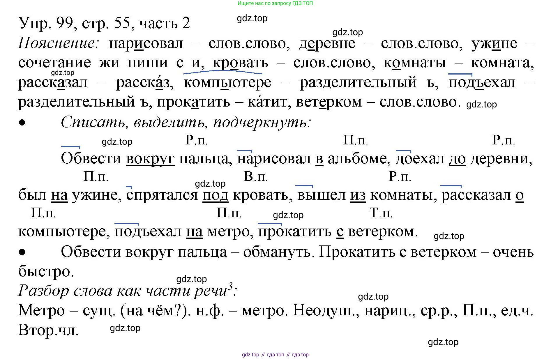 ГДЗ Русский язык, 3 класс Учебник, авторы: Канакина Валентина Павловна, Горецкий Всеслав Гаврилович, издательство Просвещение, Москва, 2023, белого цвета, Часть 2, страница 55, номер 99, Решение