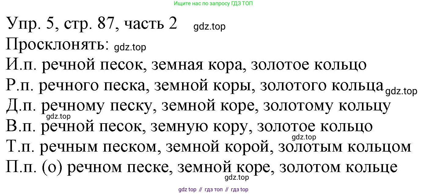 ГДЗ Русский язык, 3 класс Учебник, авторы: Канакина Валентина Павловна, Горецкий Всеслав Гаврилович, издательство Просвещение, Москва, 2023, белого цвета, Часть 2, страница 87, номер 5, Решение