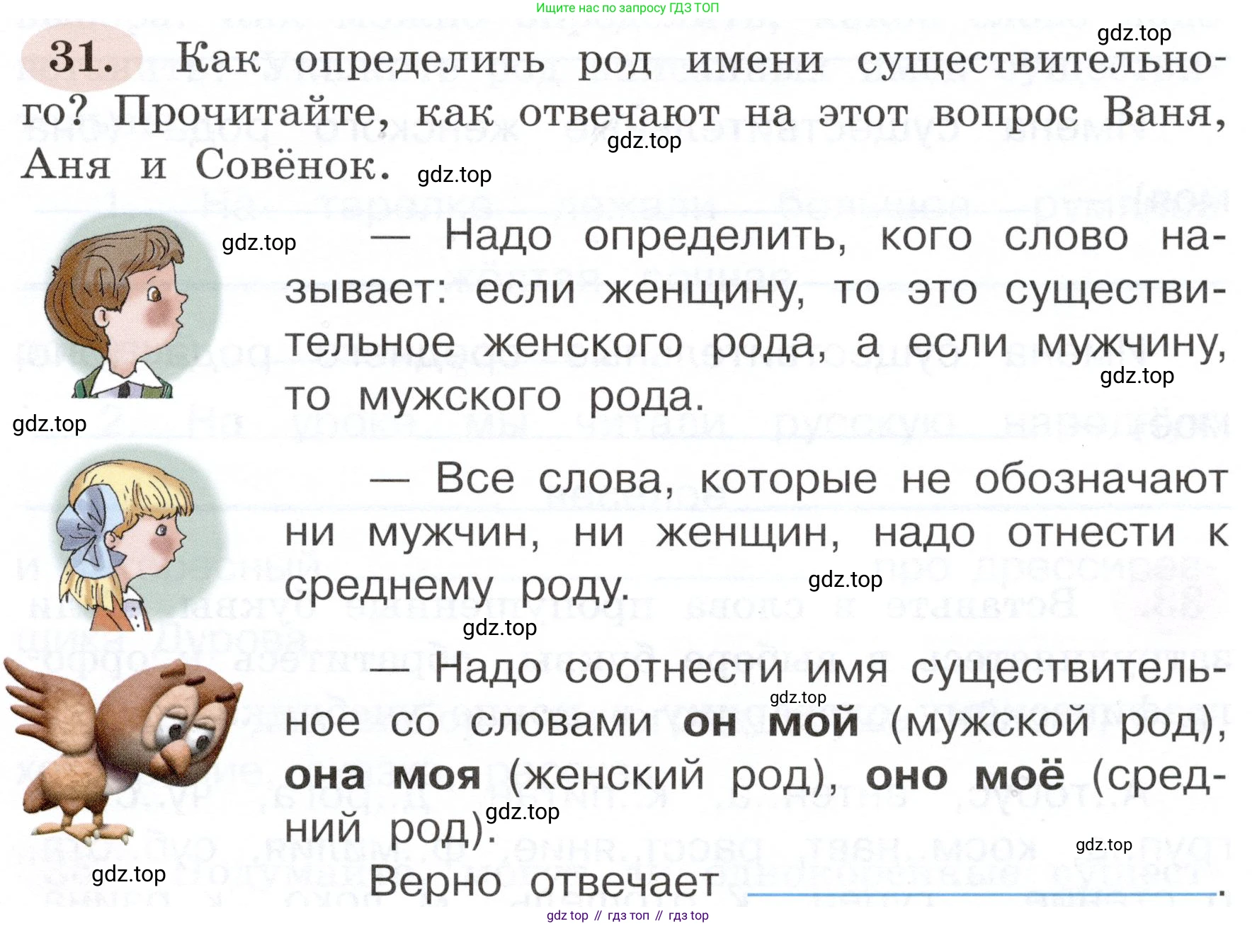 ГДЗ Русский язык, 3 класс рабочая тетрадь, авторы: Климанова Людмила Федоровна, Бабушкина Татьяна Владимировна, издательство Просвещение, Москва, 2019, белого цвета, Часть 2, страница 25, номер 31, Условие