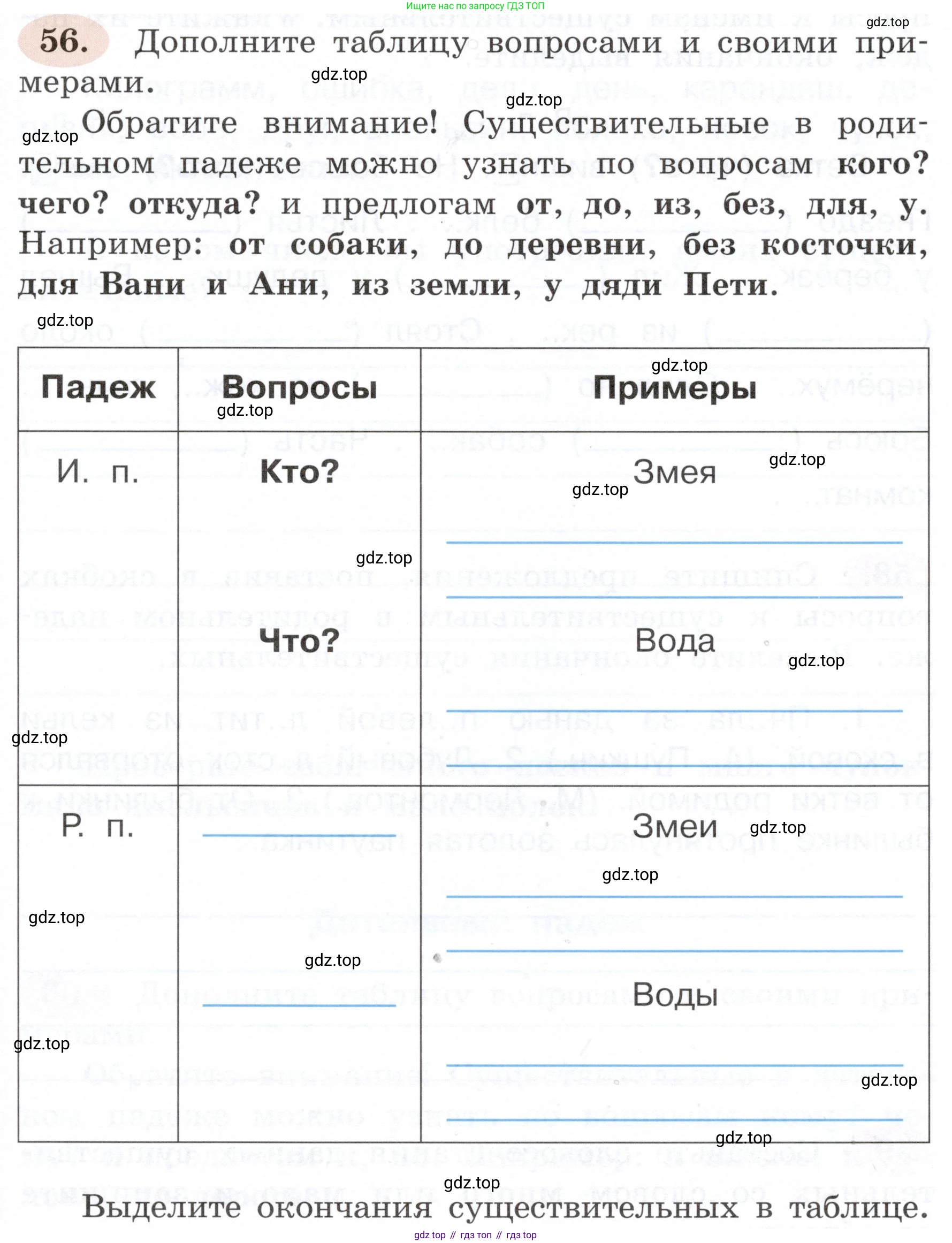 ГДЗ Русский язык, 3 класс рабочая тетрадь, авторы: Климанова Людмила Федоровна, Бабушкина Татьяна Владимировна, издательство Просвещение, Москва, 2019, белого цвета, Часть 2, страница 39, номер 56, Условие