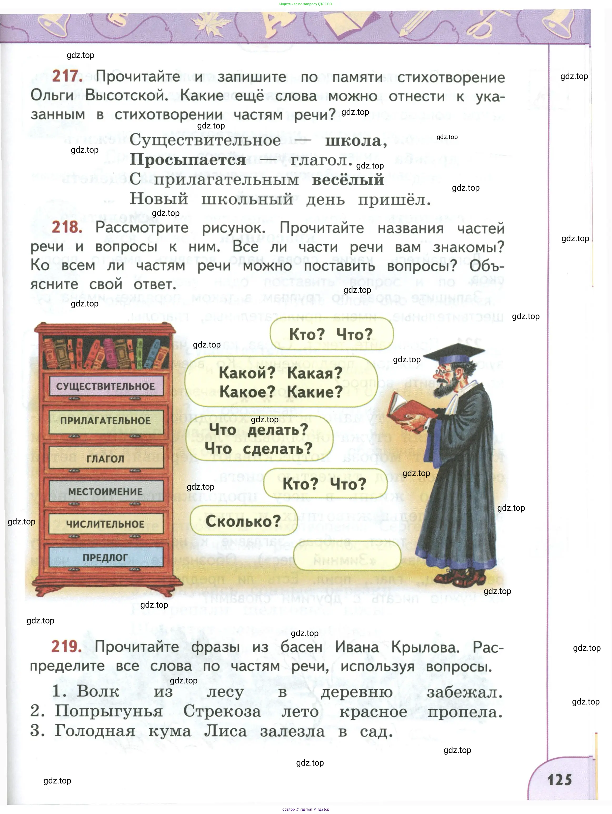 Русский язык, 3 класс Учебник, авторы: Климанова Людмила Федоровна, Бабушкина Татьяна Владимировна, издательство Просвещение, Москва, 2019, белого цвета, Часть 1, страница 125