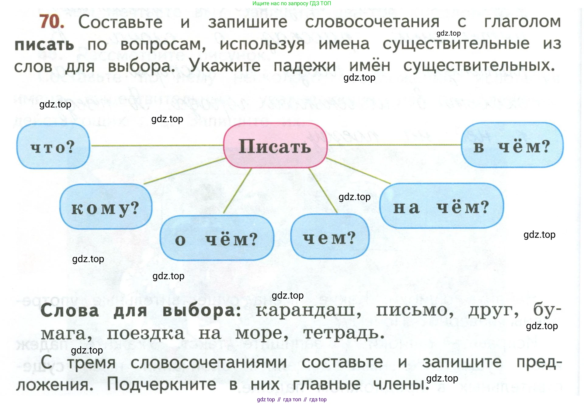 Русский язык, 3 класс Учебник, авторы: Климанова Людмила Федоровна, Бабушкина Татьяна Владимировна, издательство Просвещение, Москва, 2019, белого цвета, Часть 2, страница 38, номер 70, Условие