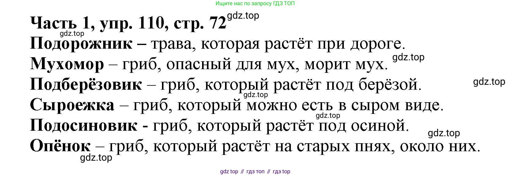 Русский язык, 3 класс Учебник, авторы: Климанова Людмила Федоровна, Бабушкина Татьяна Владимировна, издательство Просвещение, Москва, 2019, белого цвета, Часть 1, страница 72, номер 110, Решение