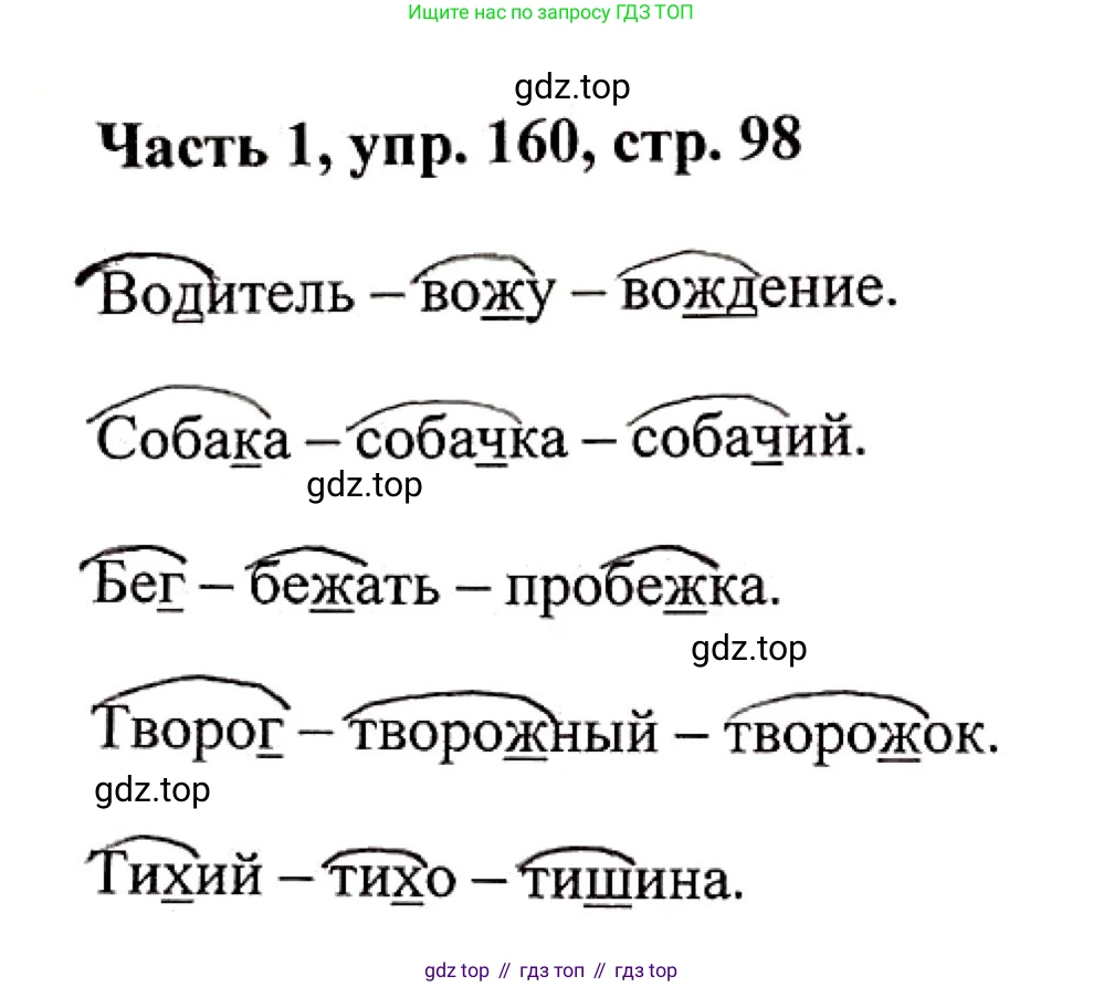 Русский язык, 3 класс Учебник, авторы: Климанова Людмила Федоровна, Бабушкина Татьяна Владимировна, издательство Просвещение, Москва, 2019, белого цвета, Часть 1, страница 98, номер 160, Решение