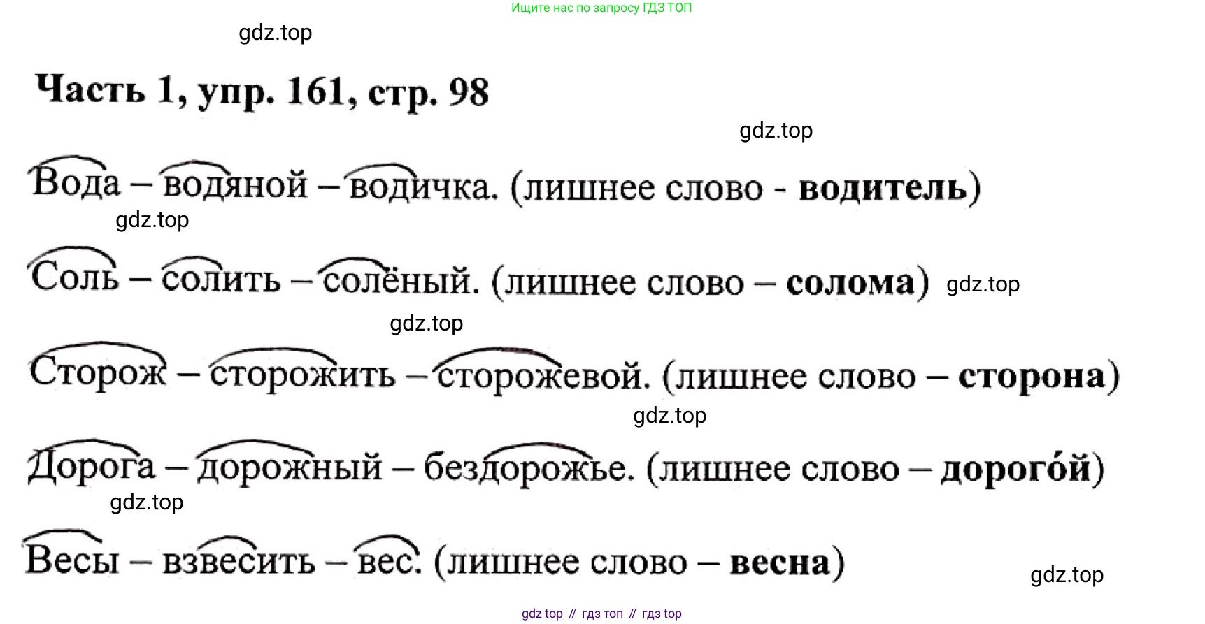 Русский язык, 3 класс Учебник, авторы: Климанова Людмила Федоровна, Бабушкина Татьяна Владимировна, издательство Просвещение, Москва, 2019, белого цвета, Часть 1, страница 98, номер 161, Решение