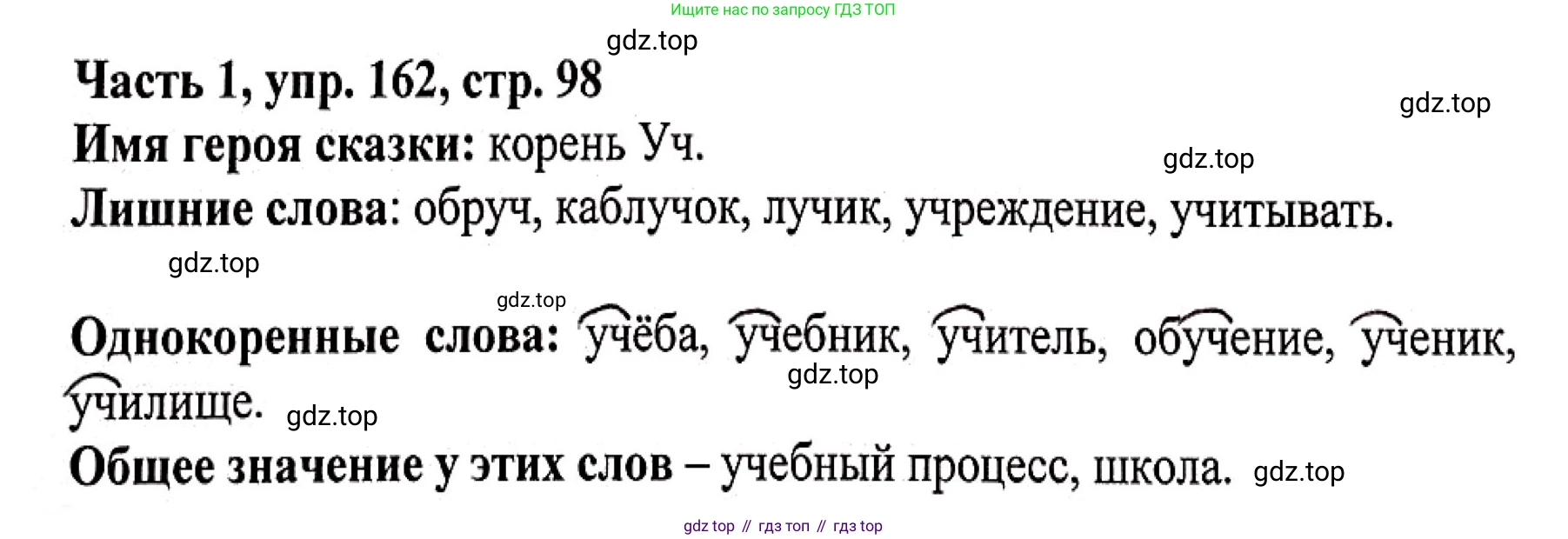 Русский язык, 3 класс Учебник, авторы: Климанова Людмила Федоровна, Бабушкина Татьяна Владимировна, издательство Просвещение, Москва, 2019, белого цвета, Часть 1, страница 98, номер 162, Решение