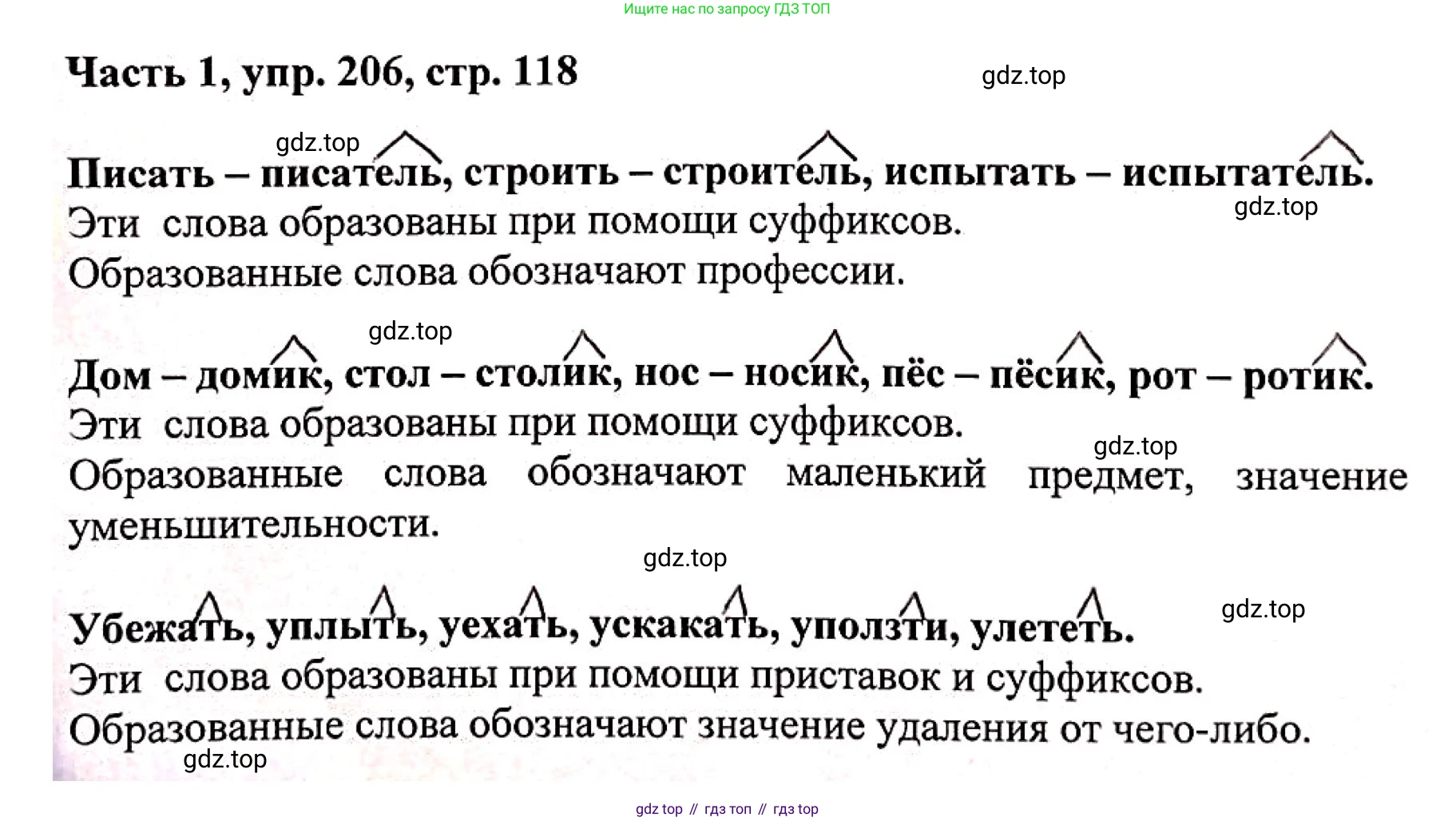 Русский язык, 3 класс Учебник, авторы: Климанова Людмила Федоровна, Бабушкина Татьяна Владимировна, издательство Просвещение, Москва, 2019, белого цвета, Часть 1, страница 118, номер 206, Решение