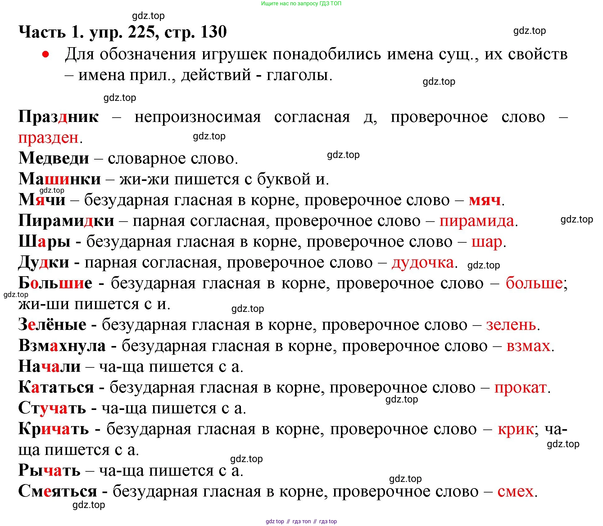 Русский язык, 3 класс Учебник, авторы: Климанова Людмила Федоровна, Бабушкина Татьяна Владимировна, издательство Просвещение, Москва, 2019, белого цвета, Часть 1, страница 130, номер 225, Решение