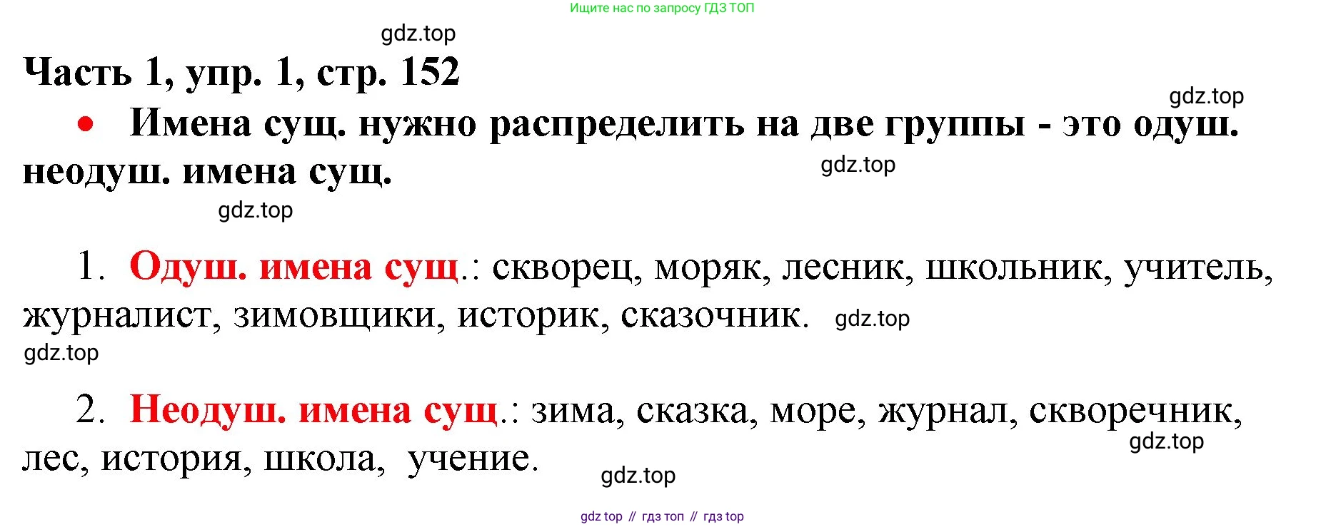 Русский язык, 3 класс Учебник, авторы: Климанова Людмила Федоровна, Бабушкина Татьяна Владимировна, издательство Просвещение, Москва, 2019, белого цвета, Часть 1, страница 152, номер 1, Решение