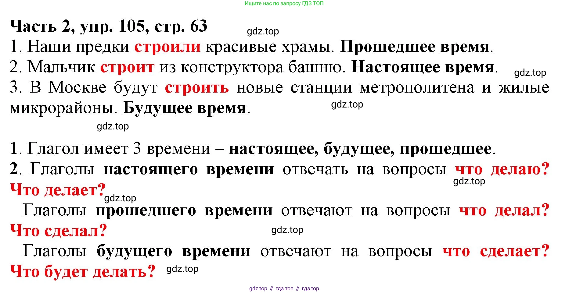 Русский язык, 3 класс Учебник, авторы: Климанова Людмила Федоровна, Бабушкина Татьяна Владимировна, издательство Просвещение, Москва, 2019, белого цвета, Часть 2, страница 63, номер 105, Решение