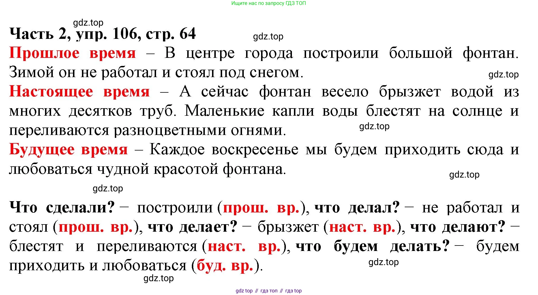 Русский язык, 3 класс Учебник, авторы: Климанова Людмила Федоровна, Бабушкина Татьяна Владимировна, издательство Просвещение, Москва, 2019, белого цвета, Часть 2, страница 64, номер 106, Решение