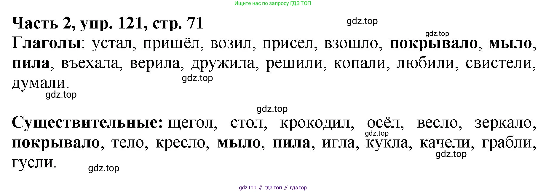 Русский язык, 3 класс Учебник, авторы: Климанова Людмила Федоровна, Бабушкина Татьяна Владимировна, издательство Просвещение, Москва, 2019, белого цвета, Часть 2, страница 71, номер 121, Решение