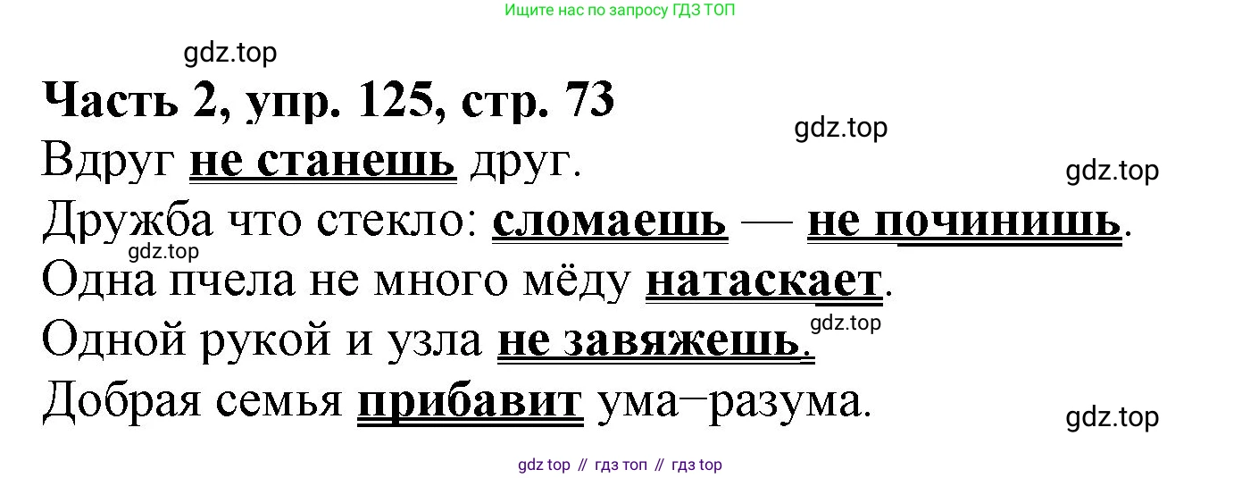 Русский язык, 3 класс Учебник, авторы: Климанова Людмила Федоровна, Бабушкина Татьяна Владимировна, издательство Просвещение, Москва, 2019, белого цвета, Часть 2, страница 73, номер 125, Решение