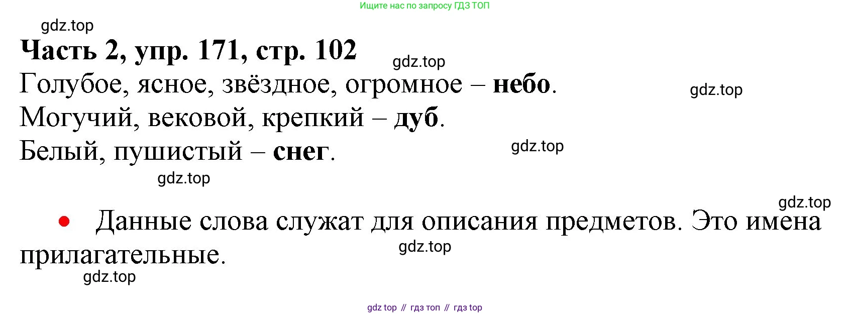 Русский язык, 3 класс Учебник, авторы: Климанова Людмила Федоровна, Бабушкина Татьяна Владимировна, издательство Просвещение, Москва, 2019, белого цвета, Часть 2, страница 102, номер 171, Решение