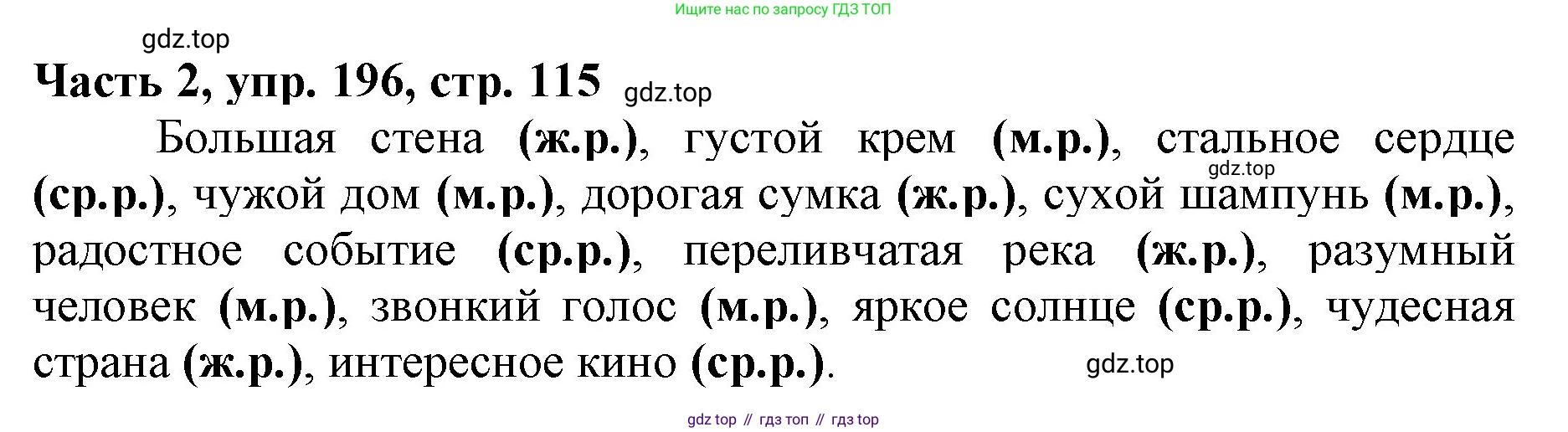 Русский язык, 3 класс Учебник, авторы: Климанова Людмила Федоровна, Бабушкина Татьяна Владимировна, издательство Просвещение, Москва, 2019, белого цвета, Часть 2, страница 115, номер 196, Решение