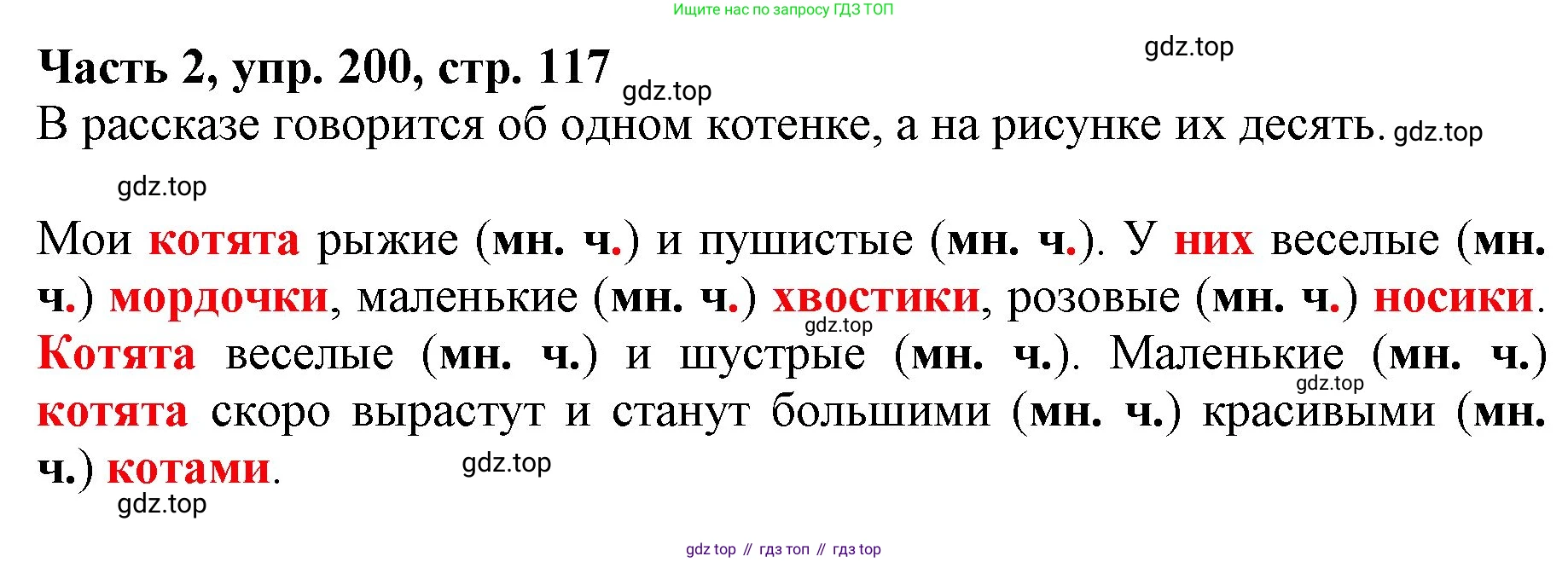 Русский язык, 3 класс Учебник, авторы: Климанова Людмила Федоровна, Бабушкина Татьяна Владимировна, издательство Просвещение, Москва, 2019, белого цвета, Часть 2, страница 117, номер 200, Решение