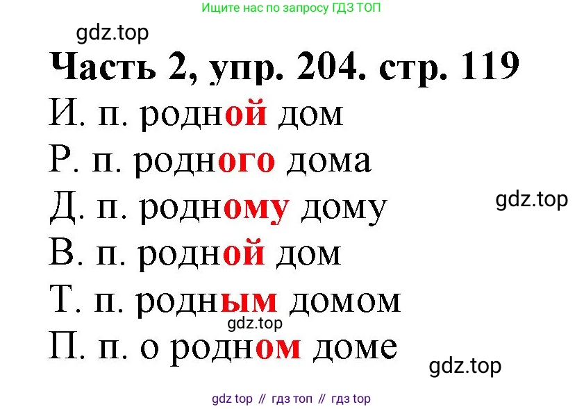 Русский язык, 3 класс Учебник, авторы: Климанова Людмила Федоровна, Бабушкина Татьяна Владимировна, издательство Просвещение, Москва, 2019, белого цвета, Часть 2, страница 119, номер 204, Решение