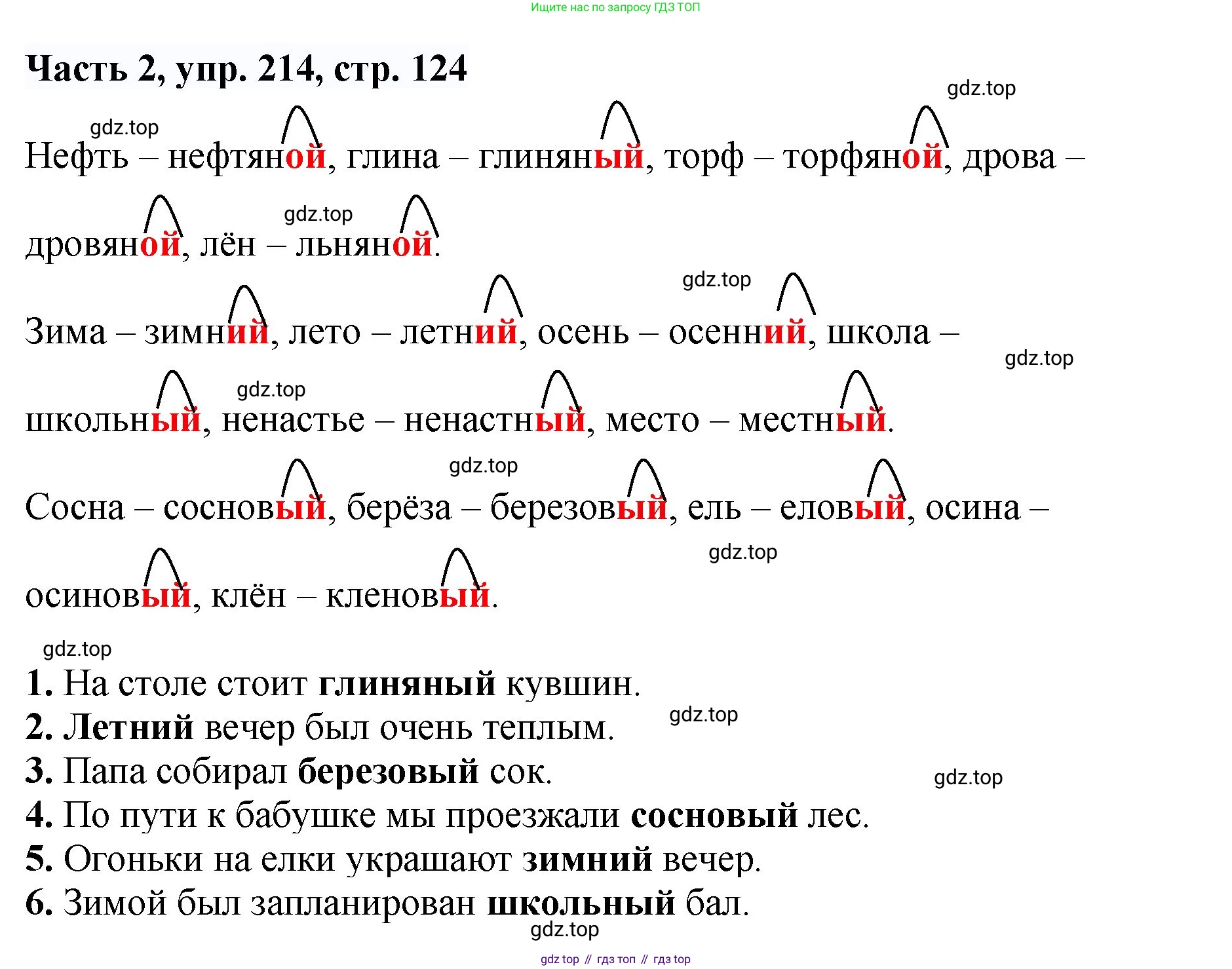 Русский язык, 3 класс Учебник, авторы: Климанова Людмила Федоровна, Бабушкина Татьяна Владимировна, издательство Просвещение, Москва, 2019, белого цвета, Часть 2, страница 124, номер 214, Решение