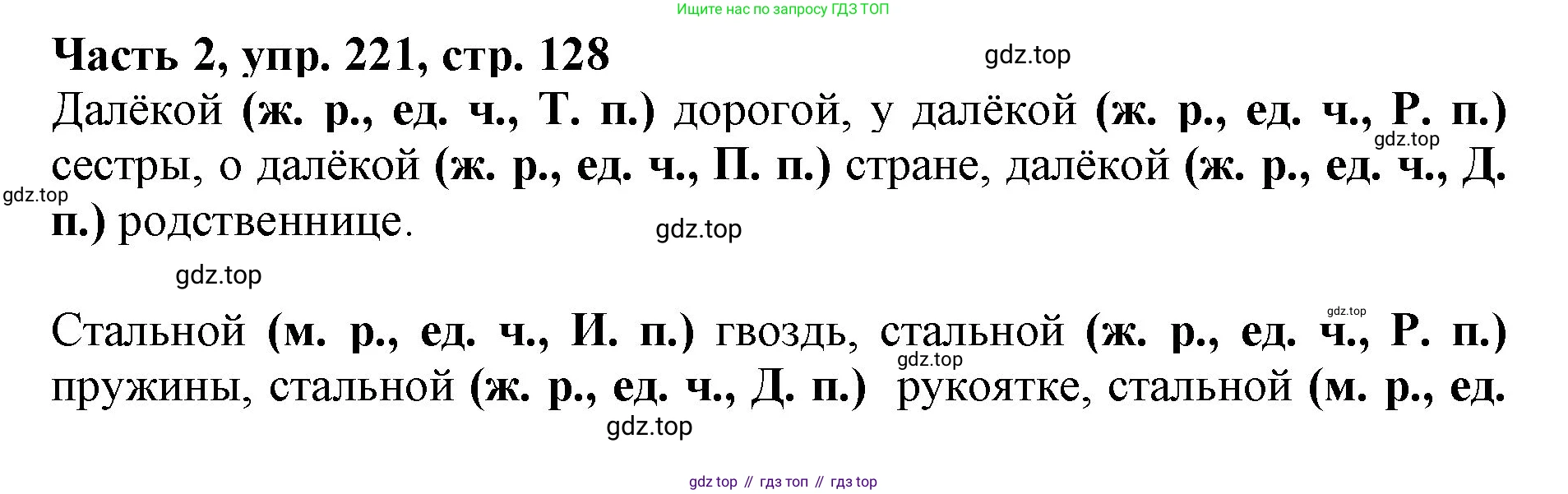Русский язык, 3 класс Учебник, авторы: Климанова Людмила Федоровна, Бабушкина Татьяна Владимировна, издательство Просвещение, Москва, 2019, белого цвета, Часть 2, страница 128, номер 221, Решение
