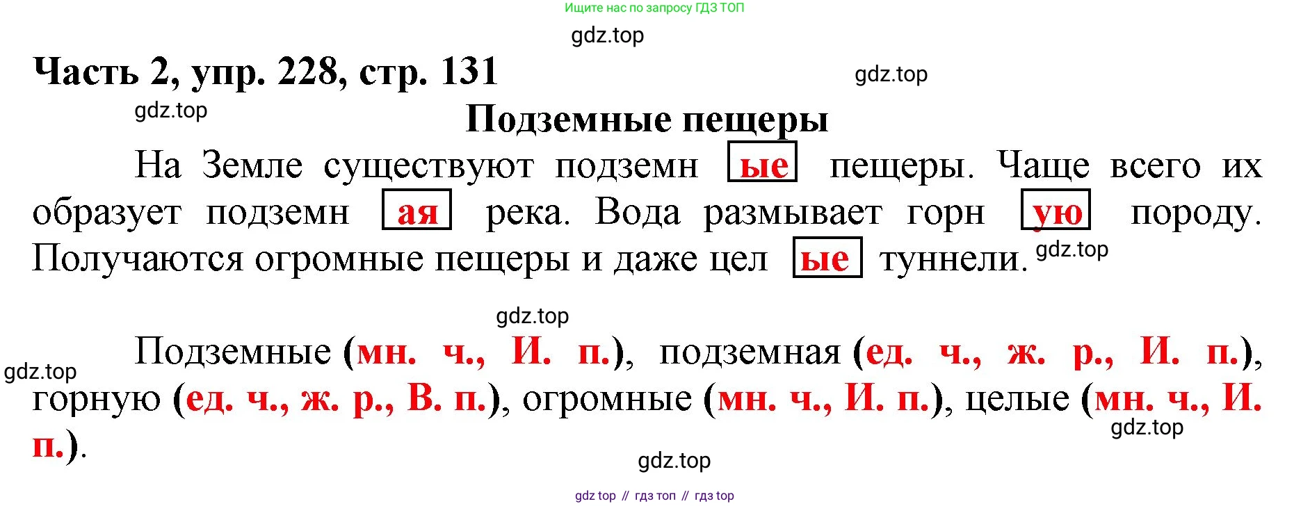Русский язык, 3 класс Учебник, авторы: Климанова Людмила Федоровна, Бабушкина Татьяна Владимировна, издательство Просвещение, Москва, 2019, белого цвета, Часть 2, страница 131, номер 228, Решение