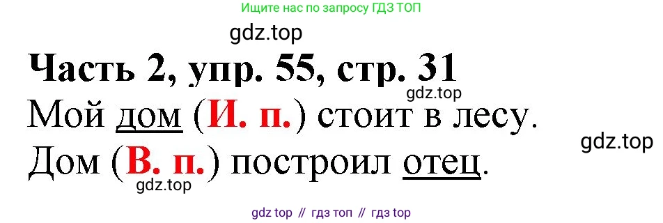 Русский язык, 3 класс Учебник, авторы: Климанова Людмила Федоровна, Бабушкина Татьяна Владимировна, издательство Просвещение, Москва, 2019, белого цвета, Часть 2, страница 31, номер 55, Решение