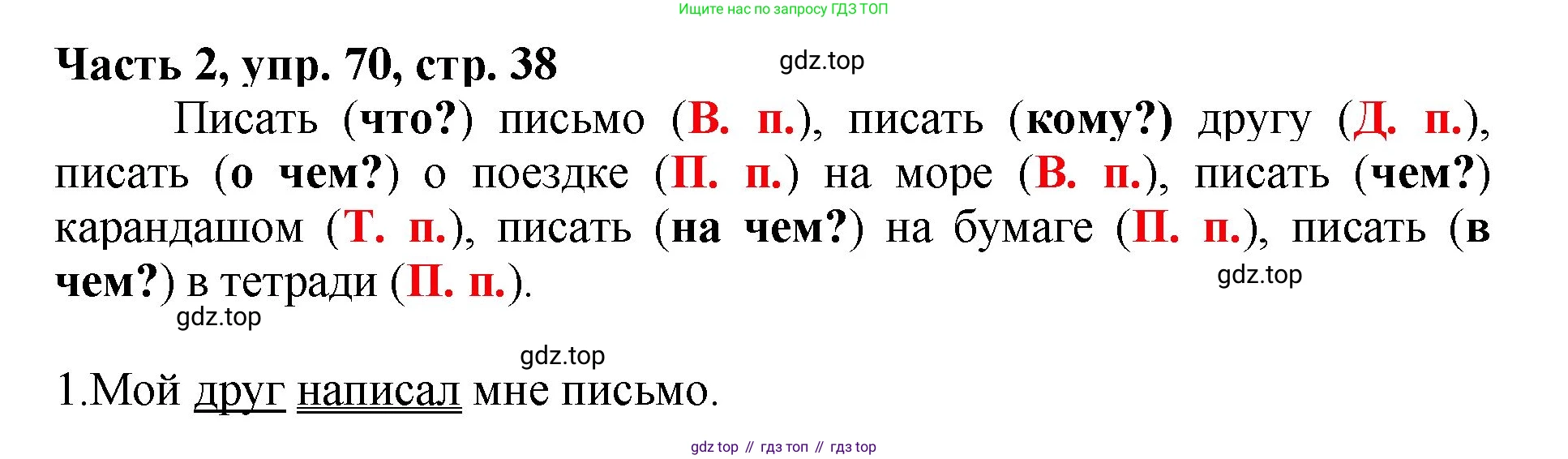 Русский язык, 3 класс Учебник, авторы: Климанова Людмила Федоровна, Бабушкина Татьяна Владимировна, издательство Просвещение, Москва, 2019, белого цвета, Часть 2, страница 38, номер 70, Решение