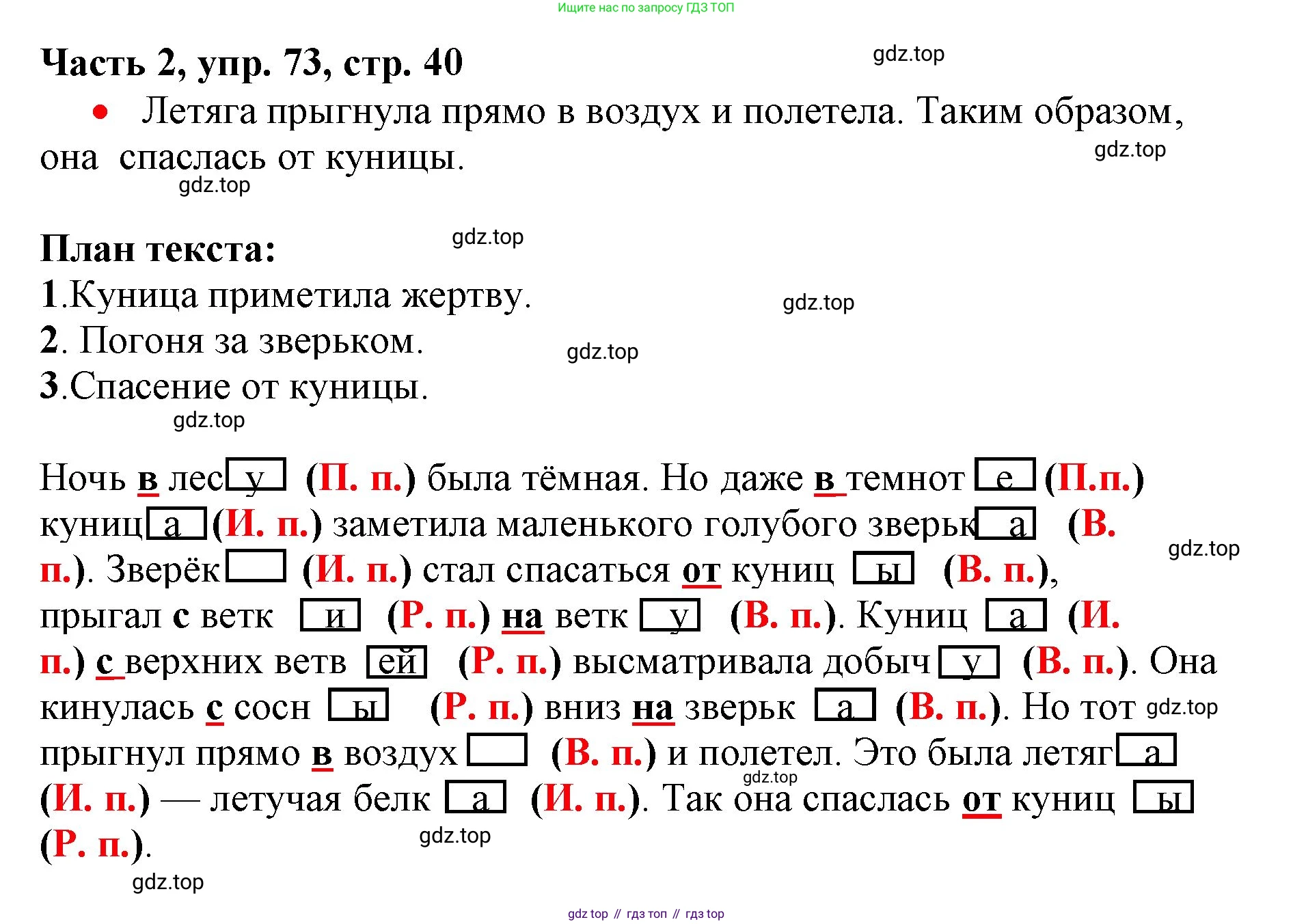 Русский язык, 3 класс Учебник, авторы: Климанова Людмила Федоровна, Бабушкина Татьяна Владимировна, издательство Просвещение, Москва, 2019, белого цвета, Часть 2, страница 40, номер 73, Решение