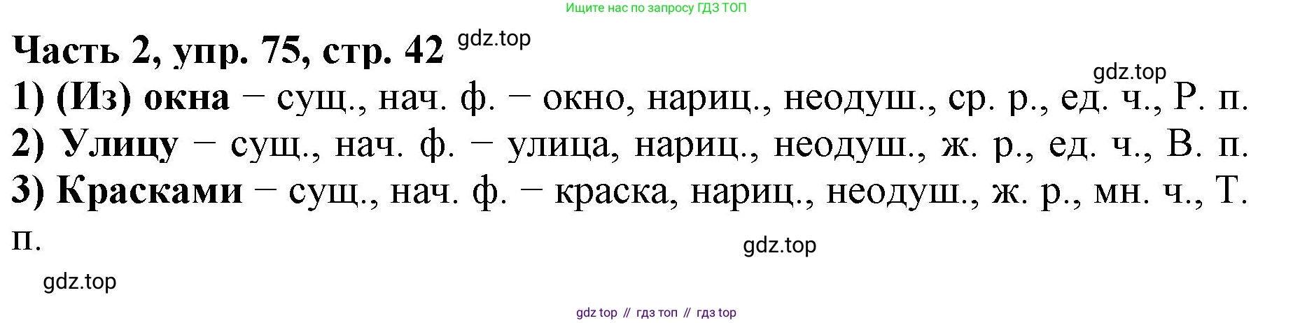 Русский язык, 3 класс Учебник, авторы: Климанова Людмила Федоровна, Бабушкина Татьяна Владимировна, издательство Просвещение, Москва, 2019, белого цвета, Часть 2, страница 42, номер 75, Решение