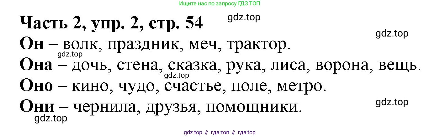 Русский язык, 3 класс Учебник, авторы: Климанова Людмила Федоровна, Бабушкина Татьяна Владимировна, издательство Просвещение, Москва, 2019, белого цвета, Часть 2, страница 54, номер 2, Решение
