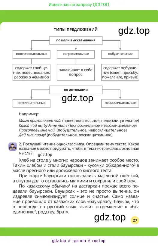 Русский язык, 4 класс Учебник, авторы: Богатырёва Елена Васильевна, Бучина Раиса Александровна, Регель Надежда Васильевна, Труханова Ольга Ивановна, Штукина Елена Эдуардовна, издательство Алматыкітап баспасы, Алматы, 2023, Часть 1, страница 27