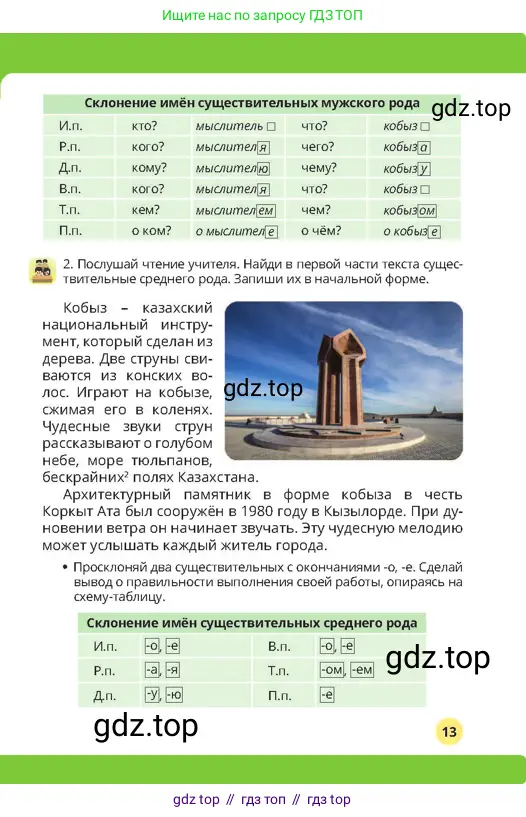 Русский язык, 4 класс Учебник, авторы: Богатырёва Елена Васильевна, Бучина Раиса Александровна, Регель Надежда Васильевна, Труханова Ольга Ивановна, Штукина Елена Эдуардовна, издательство Алматыкітап баспасы, Алматы, 2023, Часть 2, страница 13