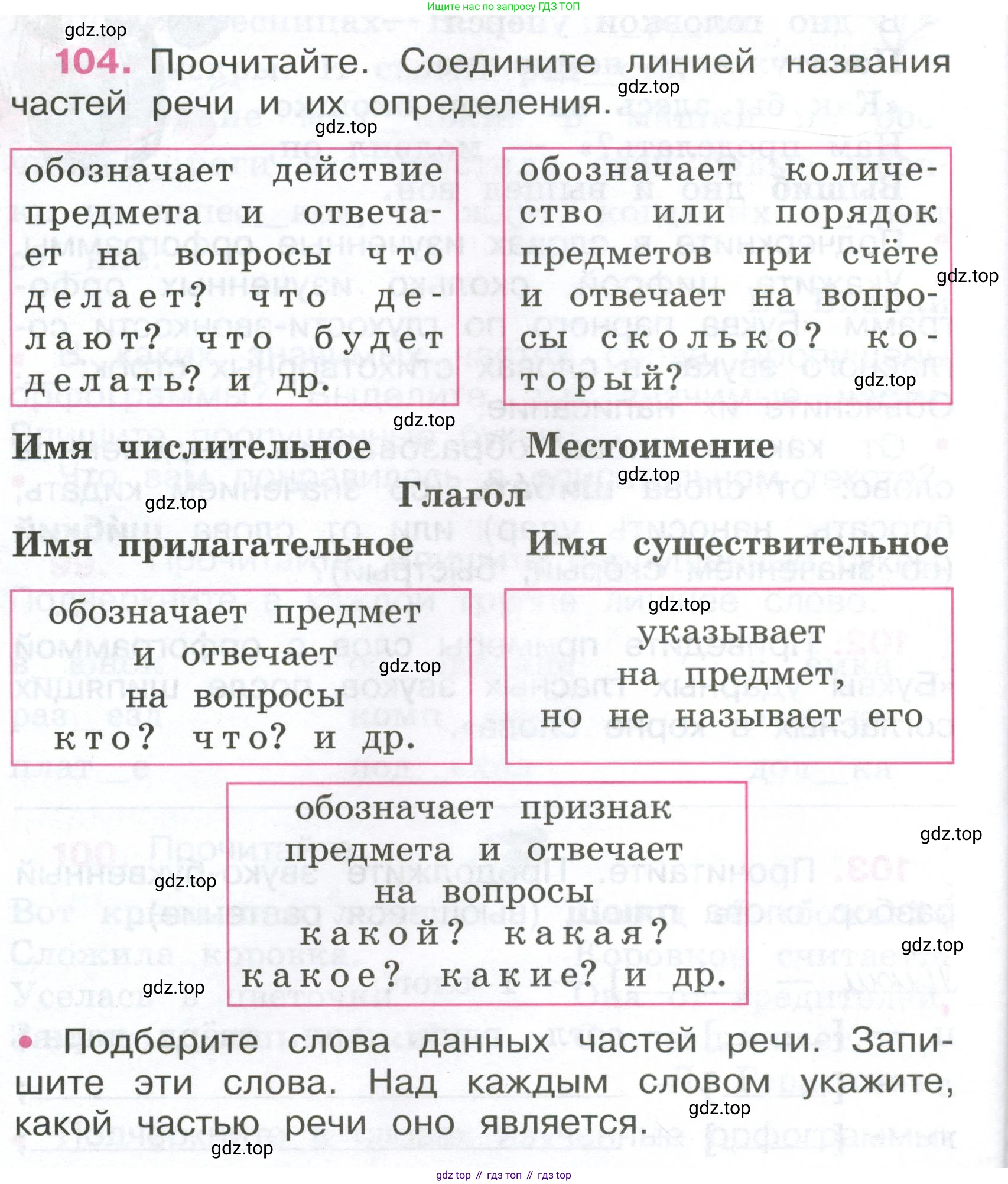ГДЗ Русский язык, 4 класс рабочая тетрадь, автор: Канакина Валентина Павловна, издательство Просвещение, Москва, 2023, белого цвета, Часть 1, страница 46, номер 104, Условие