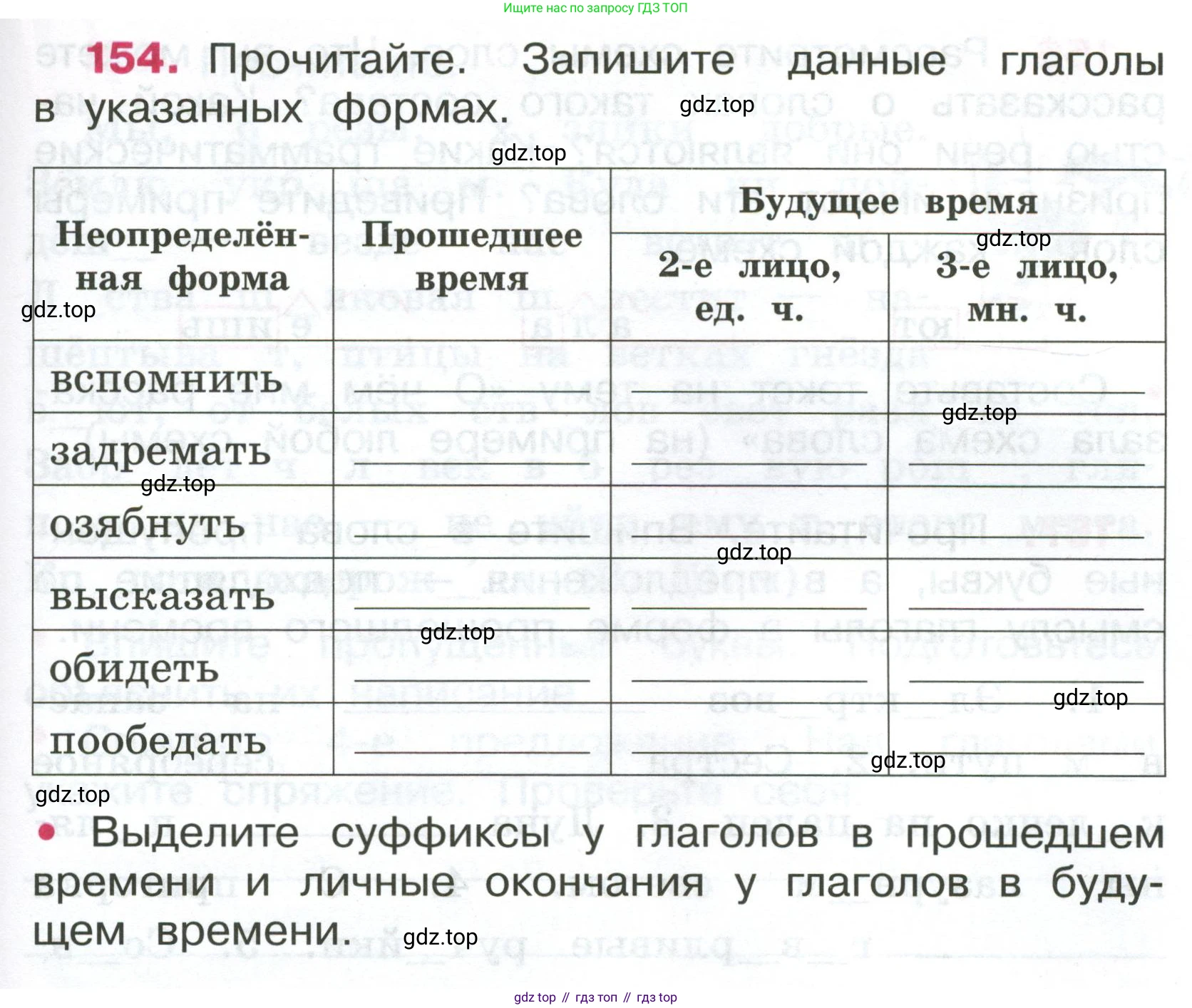 ГДЗ Русский язык, 4 класс рабочая тетрадь, автор: Канакина Валентина Павловна, издательство Просвещение, Москва, 2023, белого цвета, Часть 2, страница 67, номер 154, Условие
