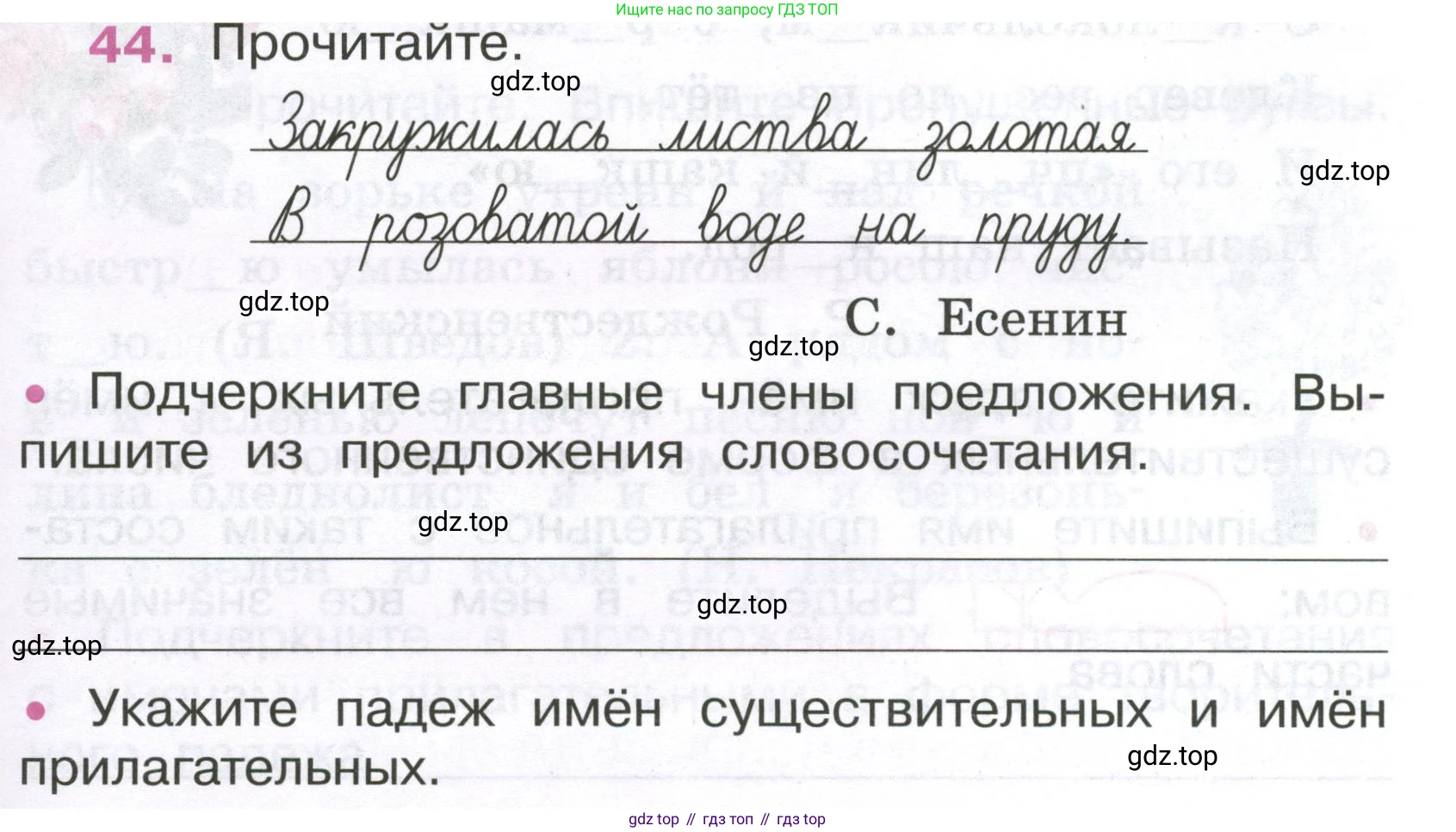 ГДЗ Русский язык, 4 класс рабочая тетрадь, автор: Канакина Валентина Павловна, издательство Просвещение, Москва, 2023, белого цвета, Часть 2, страница 19, номер 44, Условие